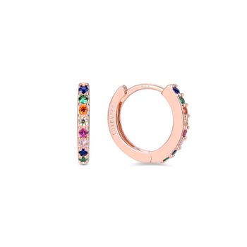 Pendientes Luxenter  De Plata De Ley 925 Con Circonita Multicolor Acabados En Oro Rosa De 18k - Valarys