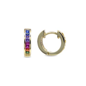 Pendientes Luxenter De Plata De Ley 925 Con Circonita Multicolor Acabados En Oro Amarillo De 18k - Tuhato