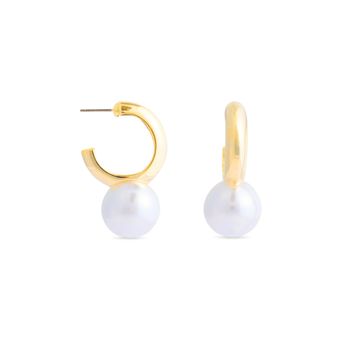 Pendientes Luxenter Nesh Perla Blanca Acabado En Oro Amarillo De 18 Quilates