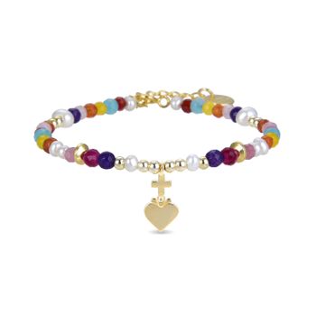 Pulsera Luxenter  De Plata De Ley 925 Con Cristal Multicolor Acabada En Oro Amarillo De 18k - Nymox