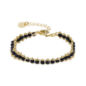 Pulsera Luxenter De Plata De Ley 925 Con Cristal Negro Acabada En Oro Amarillo De 18k - Lailai