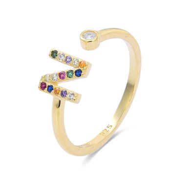 Anillo Luxenter N Plata De Ley 925 Y Circonita Multicolor Acabado En Oro Amarillo De 18 Quilates