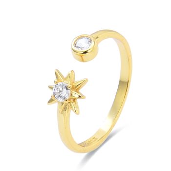 Anillo Luxenter Lialt De Plata De Ley 925 Y Circonita Brillante Con Acabado En Baño De Oro Amarillo De 18 Quilates