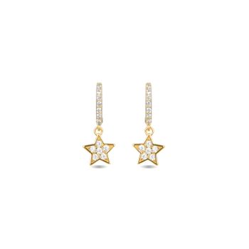 Pendientes Luxenter De Plata De Ley 925 Con Circonita Brillante Acabados En Oro Amarillo De 18k - Wabak