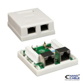 Roseta De Superficie Para Rj45 Cat.5e Ftp 2 Tomas Blanco Nanocable 10.21.1102