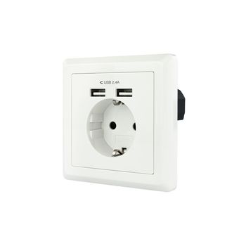 Nanocable Base De Enchufe De Pared Tipo Schuko Con 2 Tomas Usb Max. 2.4a, Blanca