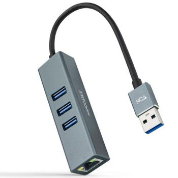 Hub Usb 3.0 Nanocable 10.03.0407/ 3 Puertos Usb/ 1 Rj45/ Gris