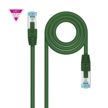 Cable De Red Latiguillo Cat.7 600mhz Lszh Sftp Pimf Awg26, Verde, 25 Cm