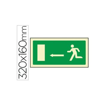 Pictograma Syssa Señal De Salida Emergencia Flecha Izquierda En Pvc Fotoluminiscente 320x160 Mm