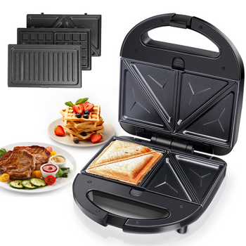 Sandwichera 3 En 1: Grill, Gofres Y Sandwichera. 750w Aigostar Robin