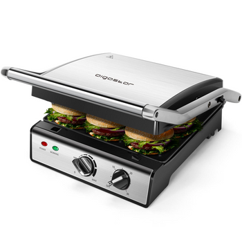 Grill  Cecotec RocknGrill, 2000W, Antiadherente, Apertura 180º, Regulador  temperatura, Placa