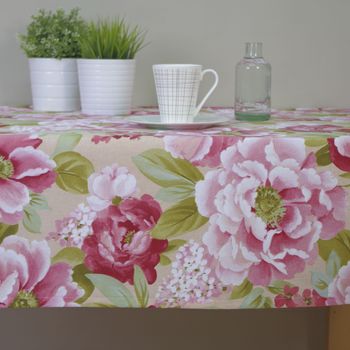 10xdiez Mantel Antimanchas Eco Peony  | (140x140 Cm - Rosa)