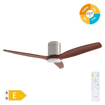 Ventilador De Techo Con Luz De 3 Aspas De Madera Ø132 Cm Níquel/cerezo