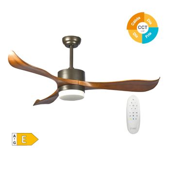 Ventilador De 3 Aspas Para Techo Con Luz Ø132cm Gris/madera