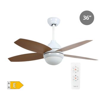 Ventilador De Techo Con Luz 4 Aspas Ø92cm Blanco/haya