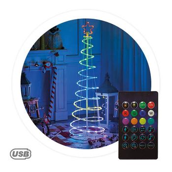 Árbol Navidad Led Inteligente Vía Bluetooth Y Mando Hode 1,5m 24 Funciones Rgb Ip44