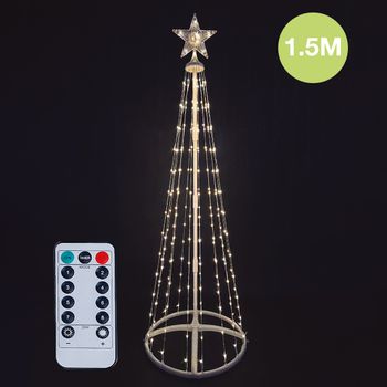 Árbol Navidad Led Isoka 1,5m 8 Funciones Con Mando Luz Cálida Ip44