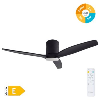 Ventilador De Techo Con Luz De 3 Aspas De Madera Ø132 Cm Negro/haya