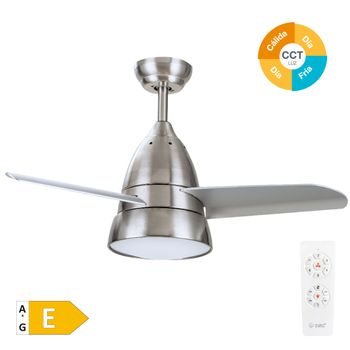 Ventilador 3 Aspas De Techo Con Luz Ø93cm Color Níquel