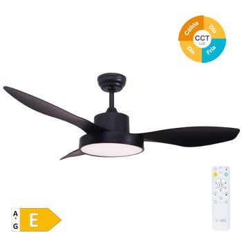 Ventilador 3 Aspas De Techo Con Luz  Ø122cm Negro