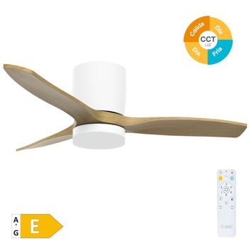 Ventilador Con 3 Aspas De Techo Con Luz Ø106 Cm Blanco/haya