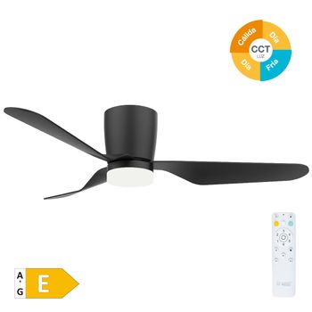 Ventilador De 3 Aspas De Techo Con Luz Ø132 Cm Negro