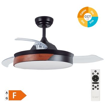 Ventilador De Techo Plafon De Luz Con 3 Aspas Retráctiles Ø107cm Negro