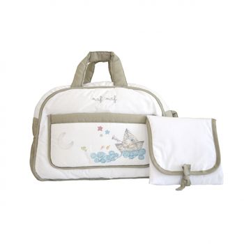 Bolso + Cambiador  100% Cot Bord Oso Barco