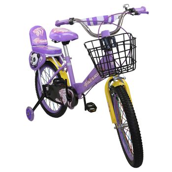 Bicicletas Infantiles Niños 3-8 Años Con Ruedines Y Cesta Color: Morado | 12 Pulgadas
