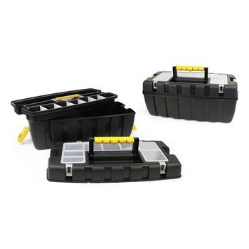 Caja De Herramientas Con Compartimentos Bricotech Monza Negro Amarillo (55 X 27 X 23 Cm)