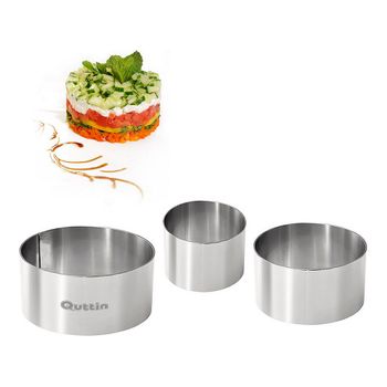 Moldes Quttin Redondo Plateado Acero Inoxidable (3 Pcs)