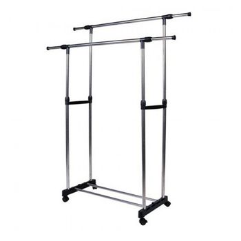 Perchero Metálico Con Ruedas Con 2 Estantes Multiusos – Estructura  Resistente Burro De Entrada 84x43x160cm Negro con Ofertas en Carrefour