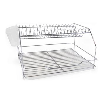 Escurridor Para Fregadero Quttin Plateado Metal Blanco Plástico (46,5 X 35,5 X 26 Cm)