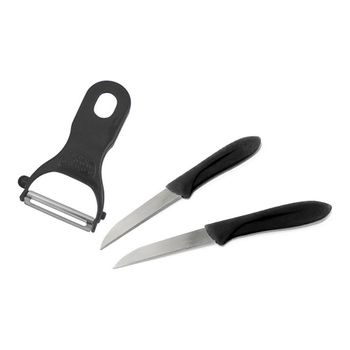 Set De Cuchillos Peladores Wooow Negro Acero Inoxidable (3 Pcs)