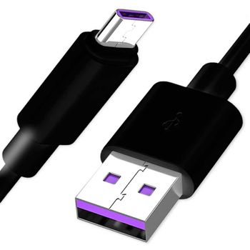 Cable De Carga Usb A Tipo C 1m 5a Carga Rápida De Batería Y Datos Negro Ociodual