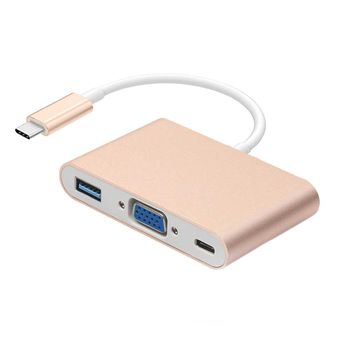 Ociodual Adaptador Usb 3.1 Usb-c Male - Usb A Hembra / Usb-c Female / Salida Vga Plateado