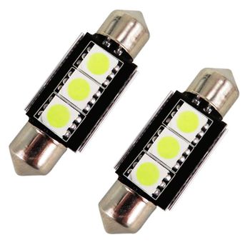 2 Bombillas De Coche Con 3 Led C5w 36mm De Posicion Para Matricla Trasera Dc 12v Luz Blanca Ociodual