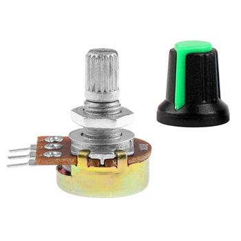 Ociodual Embellecedor Boton Verde + Potenciometro B10k Lineal 10k Para Rasperry Knob 16mm