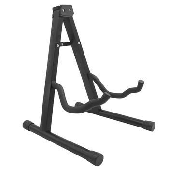 Ociodual Soporte De Suelo Universal Metálico Plegable , Tacos Goma, Color Negro Para Guitarra