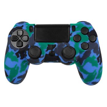 Funda De Silicona Compatible Con Mando Ps4/slim/pro Camuflaje Azul Carcasa Anti Caídas Golpes Ociodual