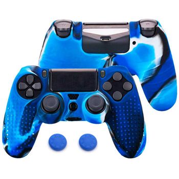 azules - Funda de Silicona Compatible Con Mando PS5 Camuflaje Azul GF40126  Carcasa Anti Caídas Golpes Goma Flexible Suave Camo