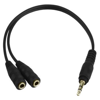 Ociodual Adaptador Divisor De Mini Jack 3.5mm Macho A 2 Hembras Negro Cable Splitter Audio