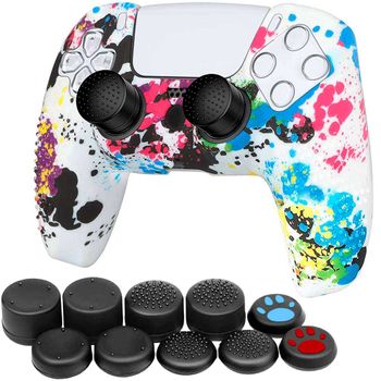 Funda De Silicona Compatible Con Mando Ps4/slim/pro Manchas De Pintura. Carcasa Anti Caídas Golpes Ociodual