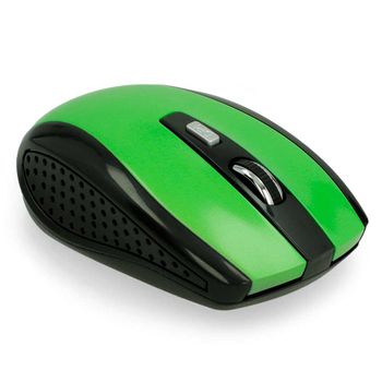 Ociodual Ratón Óptico Inalámbrico 6 Botones Con Receptor Usb 1600 Dpi Ajustable Para Pc Verde