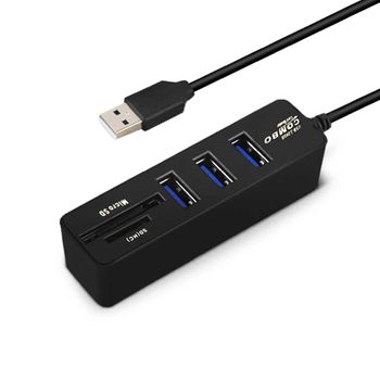 Ociodual Ladrón Multipuerto Negro Adaptador Hub De 3 Puertos Usb 2.0+lector Tarjetas Sd/micro Sd