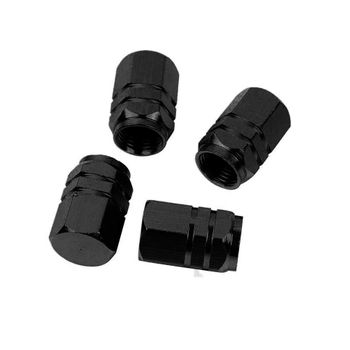 4 Tapones Hexagonales De Color Negro De Aluminio Para Ruedas De Automoviles.válvula Schrader Ociodual