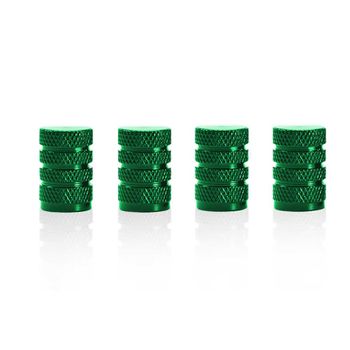 4 Tapones Circulares De Color Verde De Aluminio Para Ruedas De Automoviles.válvula Schrader Ociodual