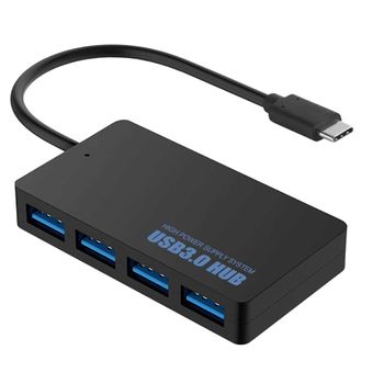 Ociodual Hub De Tipo C A 4 Puertos Usb Datos Hasta 5gbps Negro Para Pc Ordenador Portatil Laptop