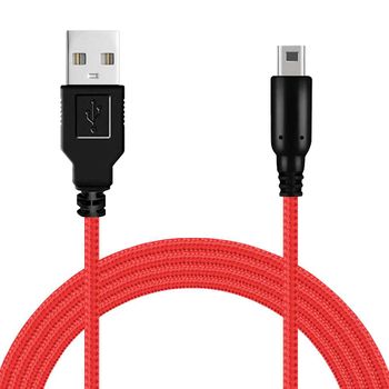 Ociodual Cable Usb 1,5m Rojo Trenzado Compatible Con Ninten Dsi,dsi Xl,2ds,3ds,3ds Xl,new 3ds