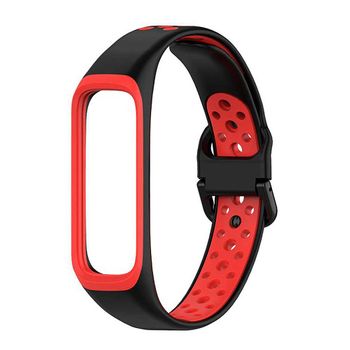 Ociodual Correa Compatible Con Samsung Galaxy Fit 2, Recambio De Color Negro Y Rojo